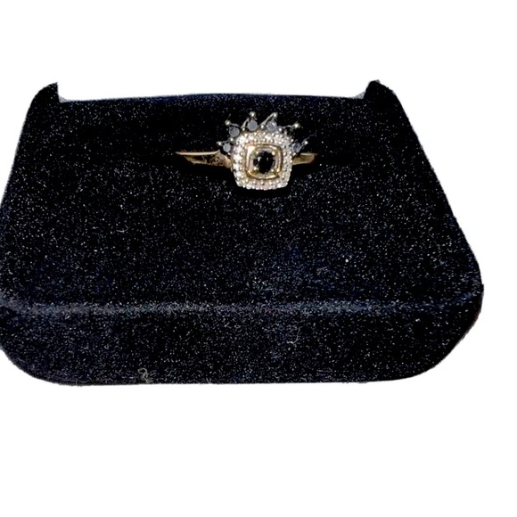 10k Yellow Gold Black and White Diamond Ring